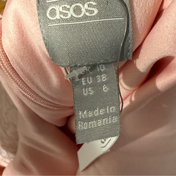 ASOS NWT Milkmaid Mini Dress Jacquard Puffy Bishop Sleeves Coquette Tie Back 6 - Picture 9 of 10